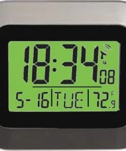 MFJ-130BRC, CLOCK, ATOMIC, 24/12HR/TEMP/LCD
