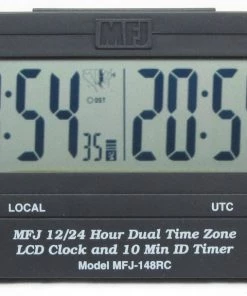 MFJ-148RC, DUAL TIME LCD CLOCK, ATOMIC W/GMT ZONE, ID TIMER