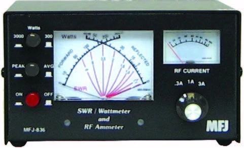 MFJ-836, RF IN-LINE CURRENT/SWR/WATTMETER, 1-30MHz, 3A 3 MFJ-836, RF IN-LINE CURRENT/SWR/WATTMETER, 1-30MHz, 3A