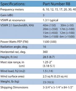 Cushcraft R-8, Vert,8 HF BANDS, 6,10,12,15,17,20,30,40M 11 Cushcraft R-8, Vert,8 HF BANDS, 6,10,12,15,17,20,30,40M